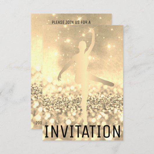 社交ダンスダンサーピルエットフォキシアーチタンアイボリー 招待状 (正面/裏面)