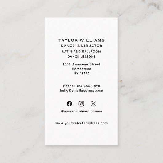 社交ダンスダンス先生踊りスクールソーシャルメディア 名刺 (裏面)