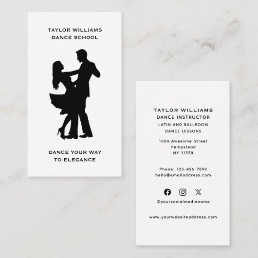 社交ダンスダンス先生踊りスクールソーシャルメディア 名刺 (正面/裏面)