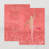 社交ダンスモダンダンサーピルエットピンク赤面フォキエ 招待状 (正面/裏面)