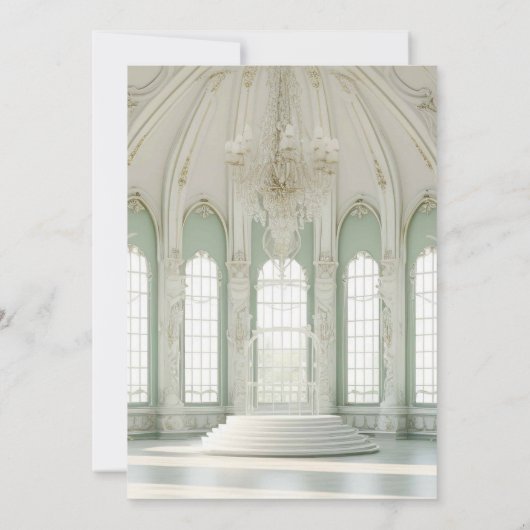 社交ダンス王室のセージグリーンキンセアニラ 招待状 (裏面)