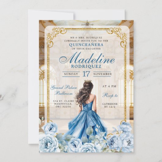 社交ダンス王室のダスティブルーキンセアニェラ 招待状 (正面)