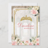 社交ダンス王室のピンクローズ金ゴールドキンセアニェラ 招待状 (裏面)