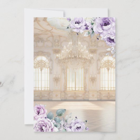 社交ダンス王室の金ゴールドとパープルキンセアニェラ 招待状 (裏面)