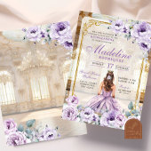 社交ダンス王室の金ゴールドとパープルキンセアニェラ 招待状