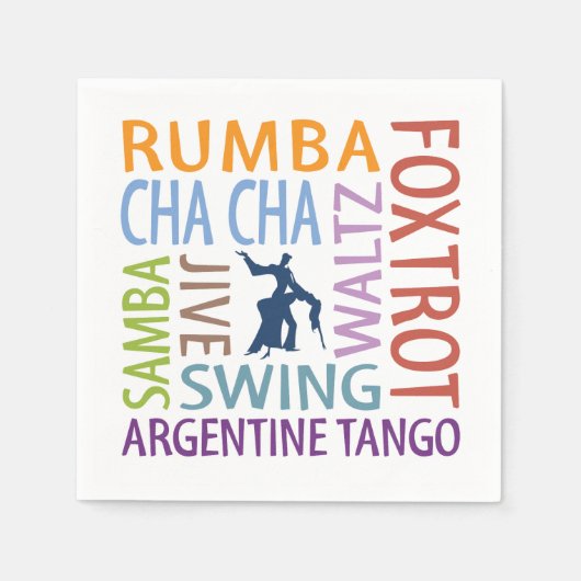 社交ダンス踊りペーパーナプキン スタンダードカクテルナプキン (正面)
