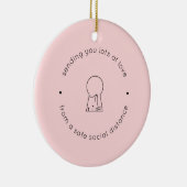 社交界の距離で愛するピンクのかわいい猫 セラミックオーナメント (右)