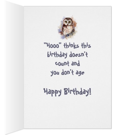社交的おもしろいな誕生日かわいいフクロウのユーモア (内側 (右))