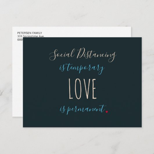 社交的な愛のタイポグラフィ引用文挨拶 ポストカード (正面/裏面)