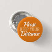 社交的な距離を保お願いオレンジ 缶バッジ (正面&裏面)