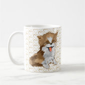 社交的な金ゴールドの心を込めた転送 コーヒーマグカップ (左)