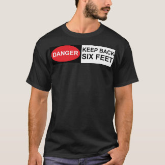 社交的保なバック警告の黒いTシャツ Tシャツ