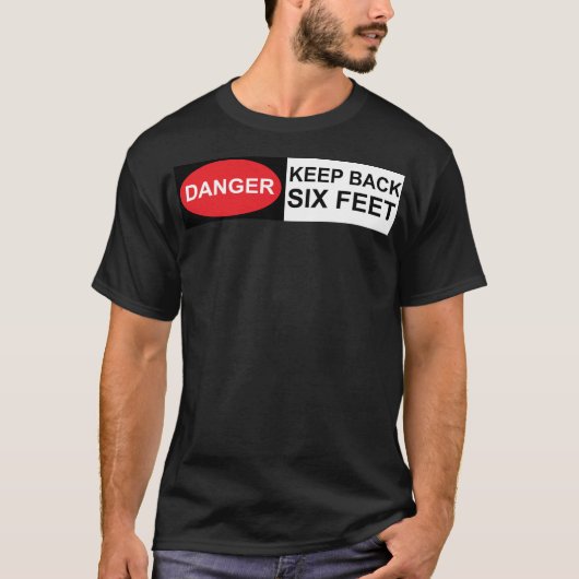 社交的保なバック警告の黒いTシャツ Tシャツ (正面)