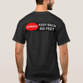 社交的保なバック警告の黒いTシャツ Tシャツ (裏面)