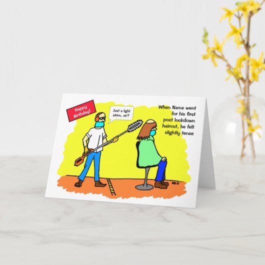 社会おもしろい配給ヘアカット誕生日 カード (黄色い花)