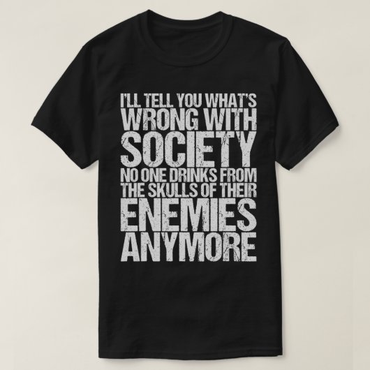 社会が敵のスカルを離れて飲む Tシャツ (デザイン正面)