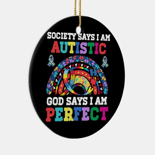 社会がI_m自閉症の神がI_mパーフェクトオートを言う セラミックオーナメント (右)