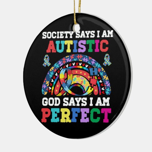 社会がI_m自閉症の神がI_mパーフェクトオートを言う セラミックオーナメント (左)