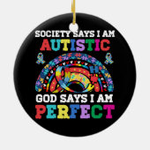 社会がI_m自閉症の神がI_mパーフェクトオートを言う セラミックオーナメント (裏面)