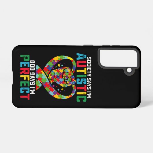 社会は私が自閉症の神であると言う私は完璧だと言う SAMSUNG GALAXYケース (裏面横)