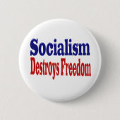 社会主義が自由を破壊する文字 缶バッジ (正面)