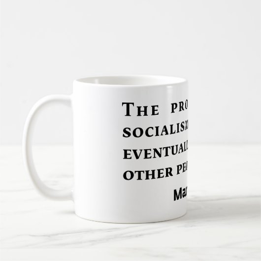 社会主義のマーガレット・サッチャーの引用文 コーヒーマグカップ (左)
