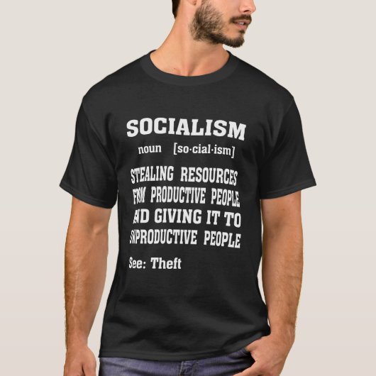 社会主義の定義パトリオおもしろいット政治機構 Tシャツ (正面)