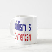 社会主義はアンチアメリカ人で赤い青の文字 コーヒーマグカップ (正面左)
