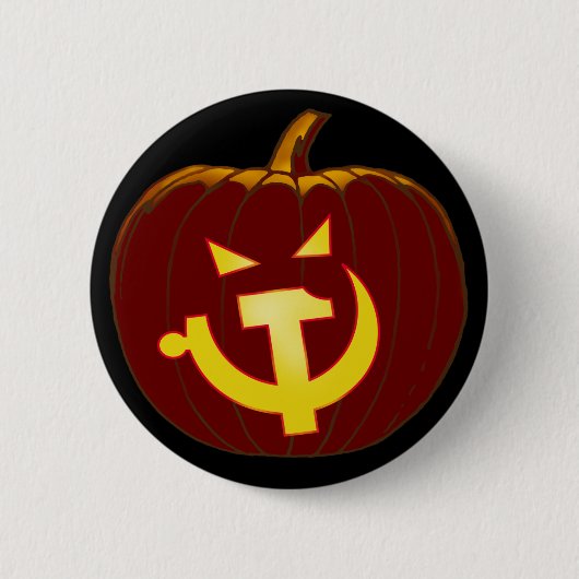 社会主義ハロウィーンのカボチャのちょうちん 缶バッジ (正面)