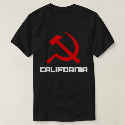 社会主義共産主義カリフォルニアハンマー鎌 Tシャツ (デザイン正面)