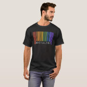 社会主義国ゲイプライド国旗のバーコードプログレッシブデモコード Tシャツ (正面フル)