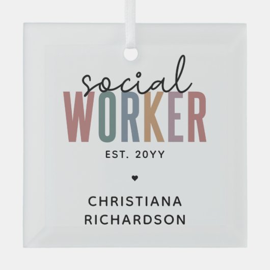 社会人カスタムの卒業感謝のギフト ガラスオーナメント (正面)