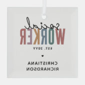 社会人カスタムの卒業感謝のギフト ガラスオーナメント (裏面)