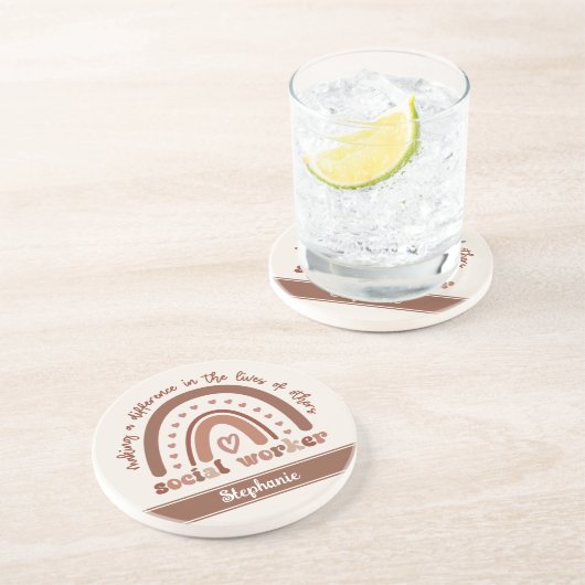 社会人カスタム労の感謝の卒業祝い コースター (側面)