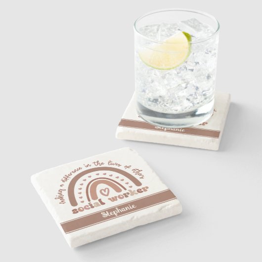 社会人カスタム労の感謝の卒業祝い ストーンコースター (横)