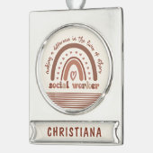 社会人パーソナライズされた鑑賞卒業 シルバープレートバナーオーナメント (左)