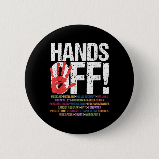 社会保障とメディケアに抗議する 缶バッジ (正面)