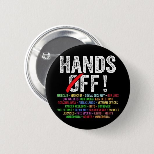 社会保障とメディケア・プロに抗議する 缶バッジ (正面&裏面)