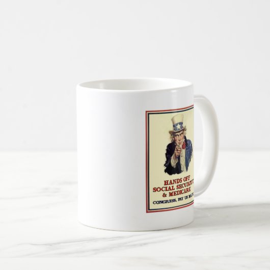 社会保障を離れた手 コーヒーマグカップ (正面右)