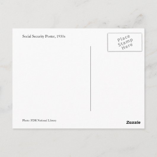 社会保障グランドパ， 1930s - カスタマイズ ポストカード (裏面)