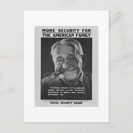 社会保障グランドパ, 1930s - カスタマイズ ポストカード (正面)