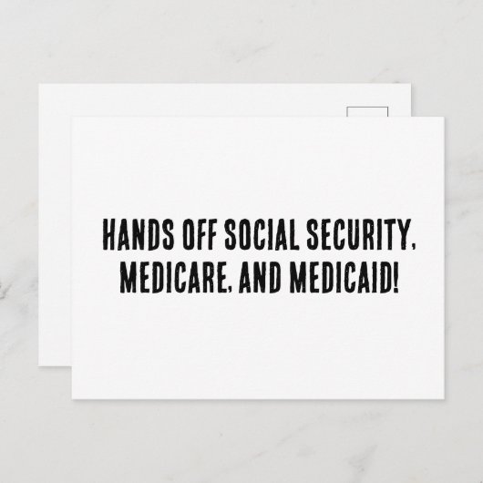 社会保障、メディケア、メディケイドを手に入れろ! ポストカード (正面/裏面)