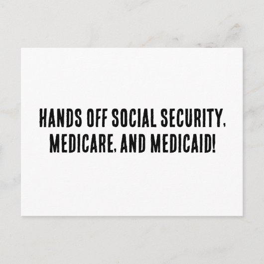 社会保障、メディケア、メディケイドを手に入れろ! ポストカード (正面)