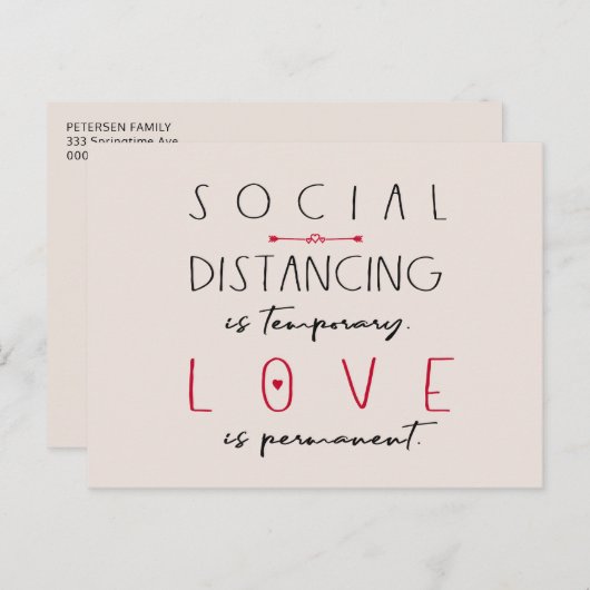社会分散型コロナウイルス愛タイポグラフィ ポストカード (正面/裏面)