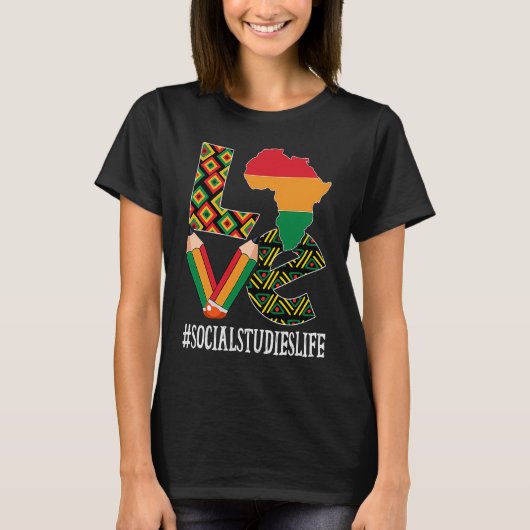 社会勉強がアフリカ系アメリカ人の黒人歴史を愛する Tシャツ (正面)