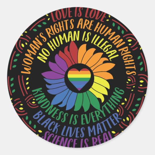 社会正義ワードアート ラウンドシール (正面)