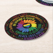 社会正義ワードアート ラウンドペーパーコースター (アングル)