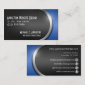 社会的なネットワーキングボタンが付いているお洒落な青 名刺 (正面/裏面)