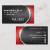 社会的なネットワーキングボタンとのお洒落な赤 名刺 (正面/裏面)