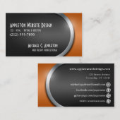 社会的なネットワーキングボタンを持つお洒落なオレンジ 名刺 (正面/裏面)